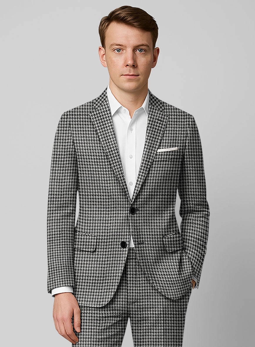 Italian Black & White Houndstooth Tweed Suit