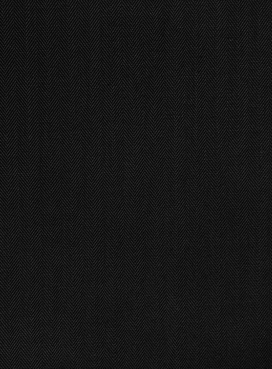 Italian Black Herringbone Cotton Suit