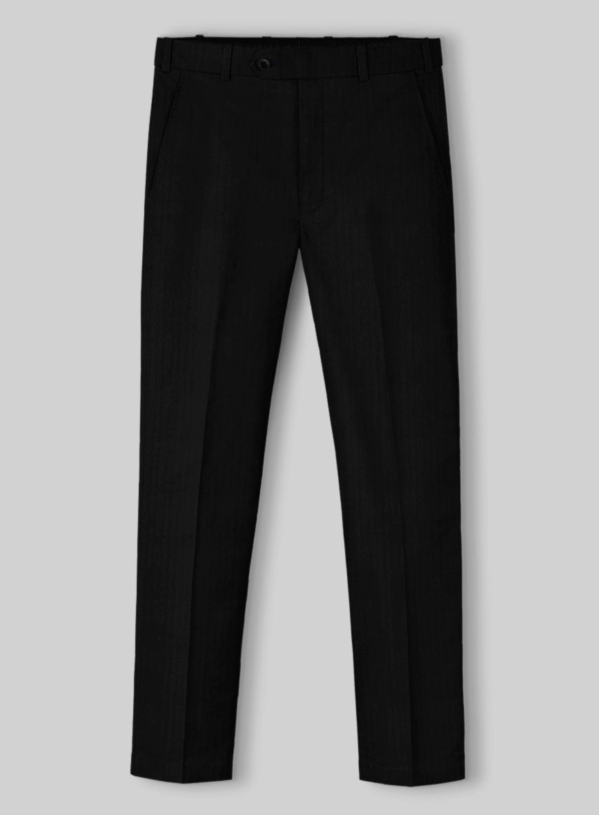 Italian Black Herringbone Cotton Suit