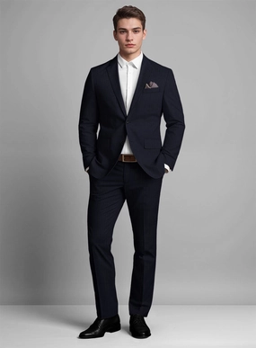 Italian Blue Herringbone Cotton Suit