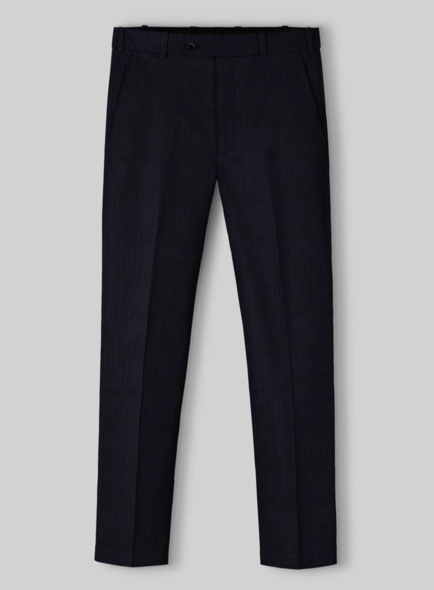 Italian Blue Herringbone Cotton Suit