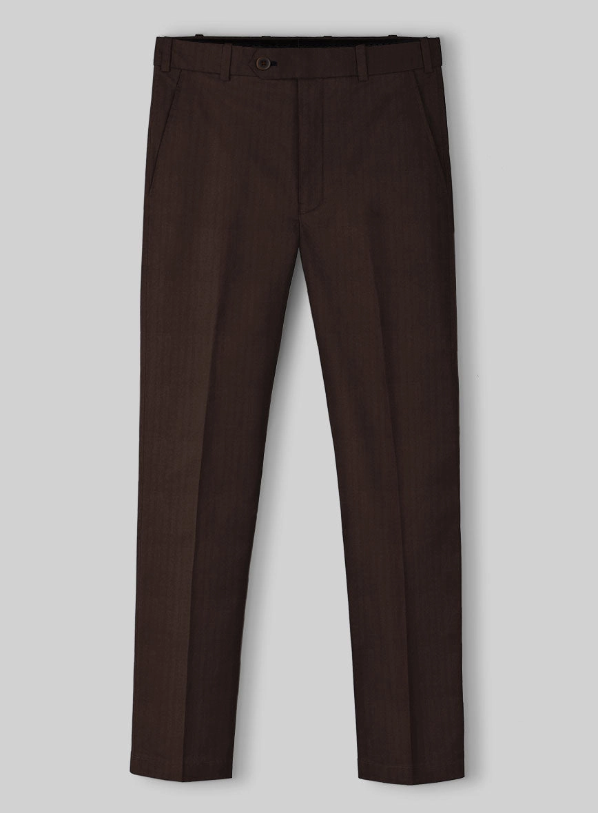 Italian Brown Herringbone Cotton Suit