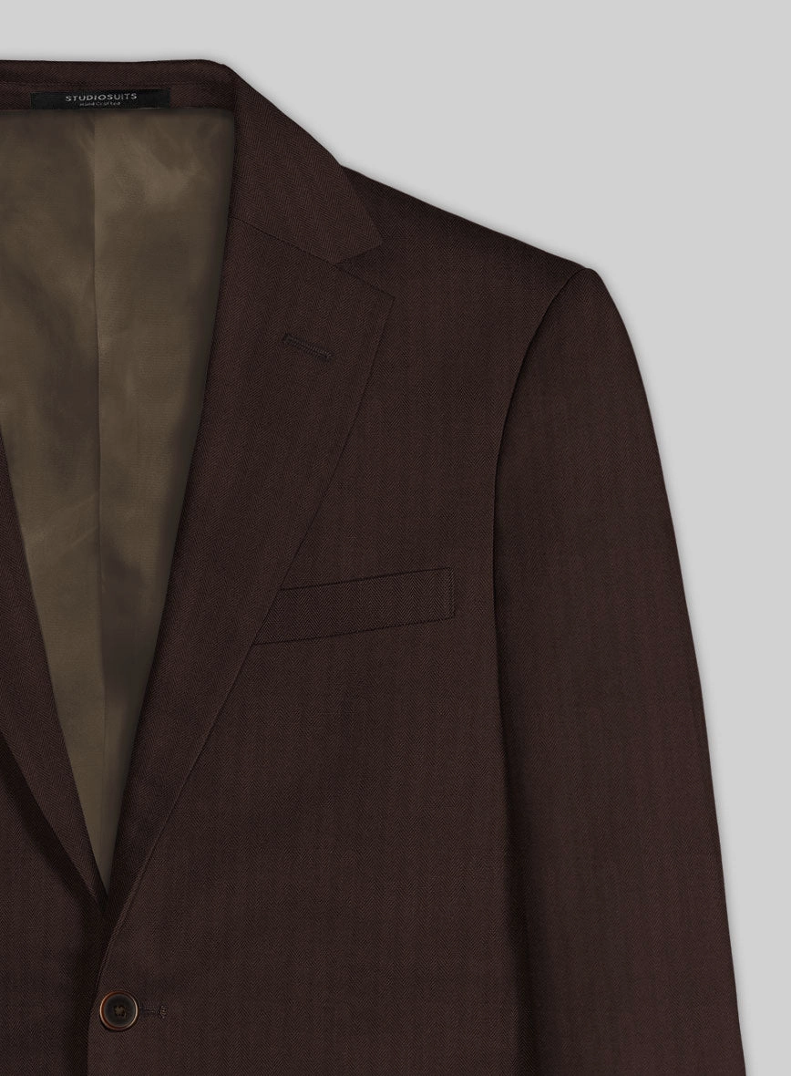 Italian Brown Herringbone Cotton Suit