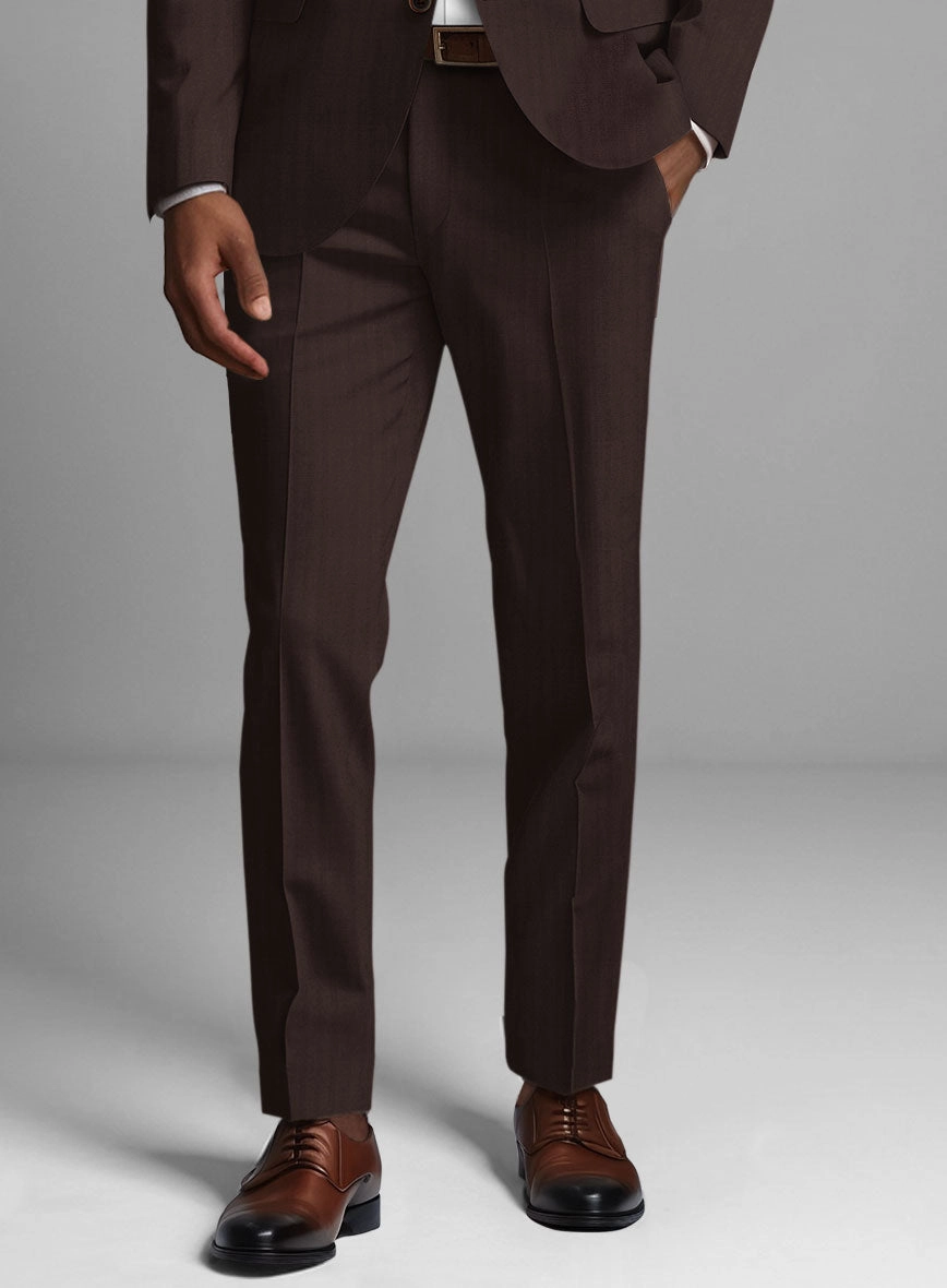 Italian Brown Herringbone Cotton Suit