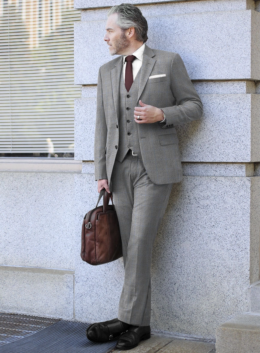 Italian Burta Gray Glen Flannel Suit