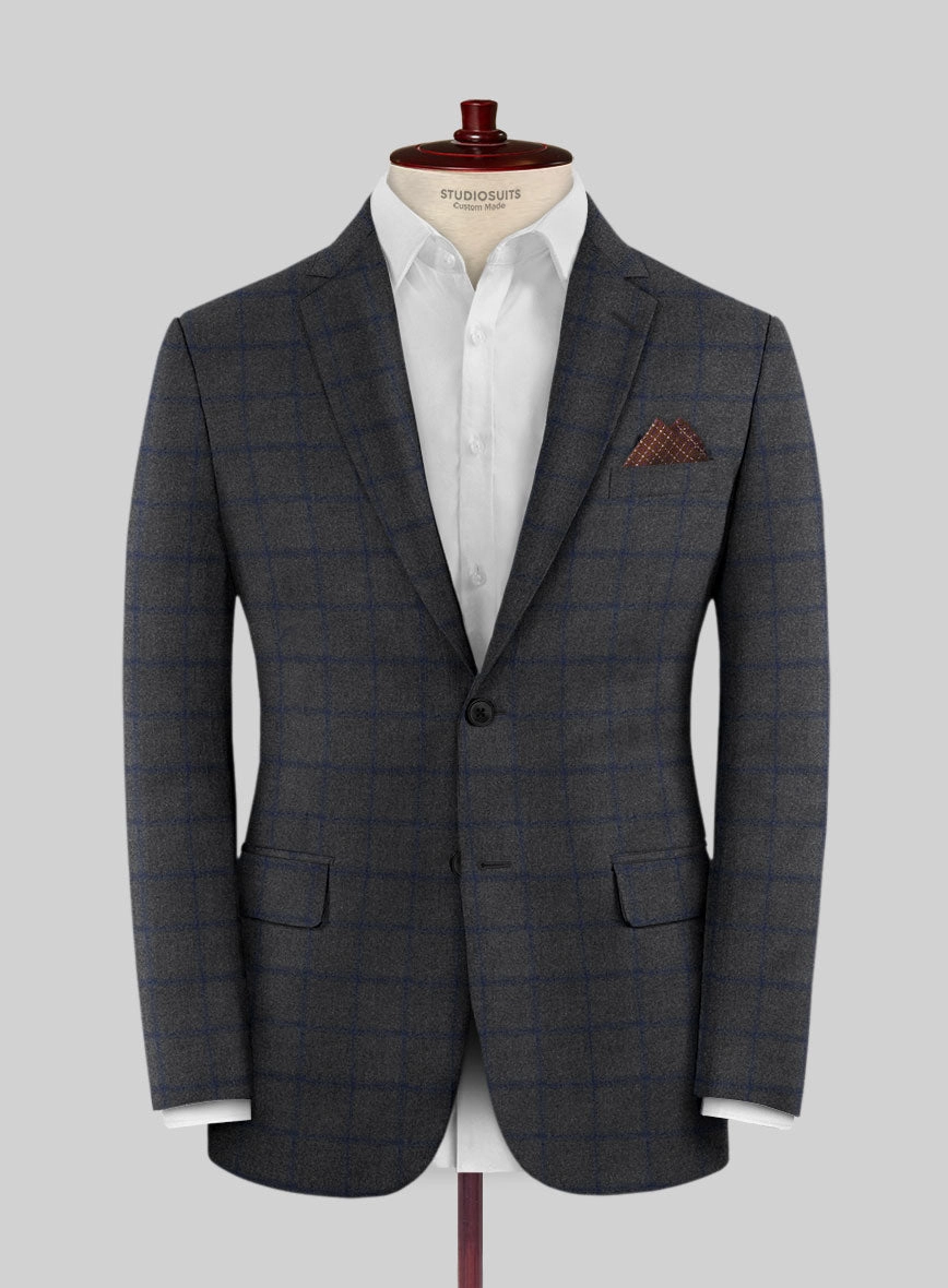 Italian Jamen Gray Checks Flannel Suit