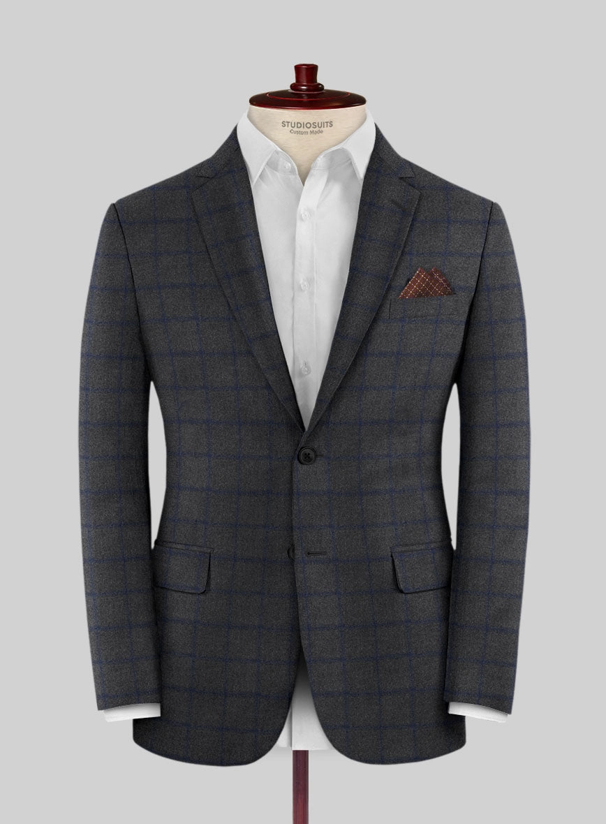 Italian Jamen Gray Checks Flannel Suit