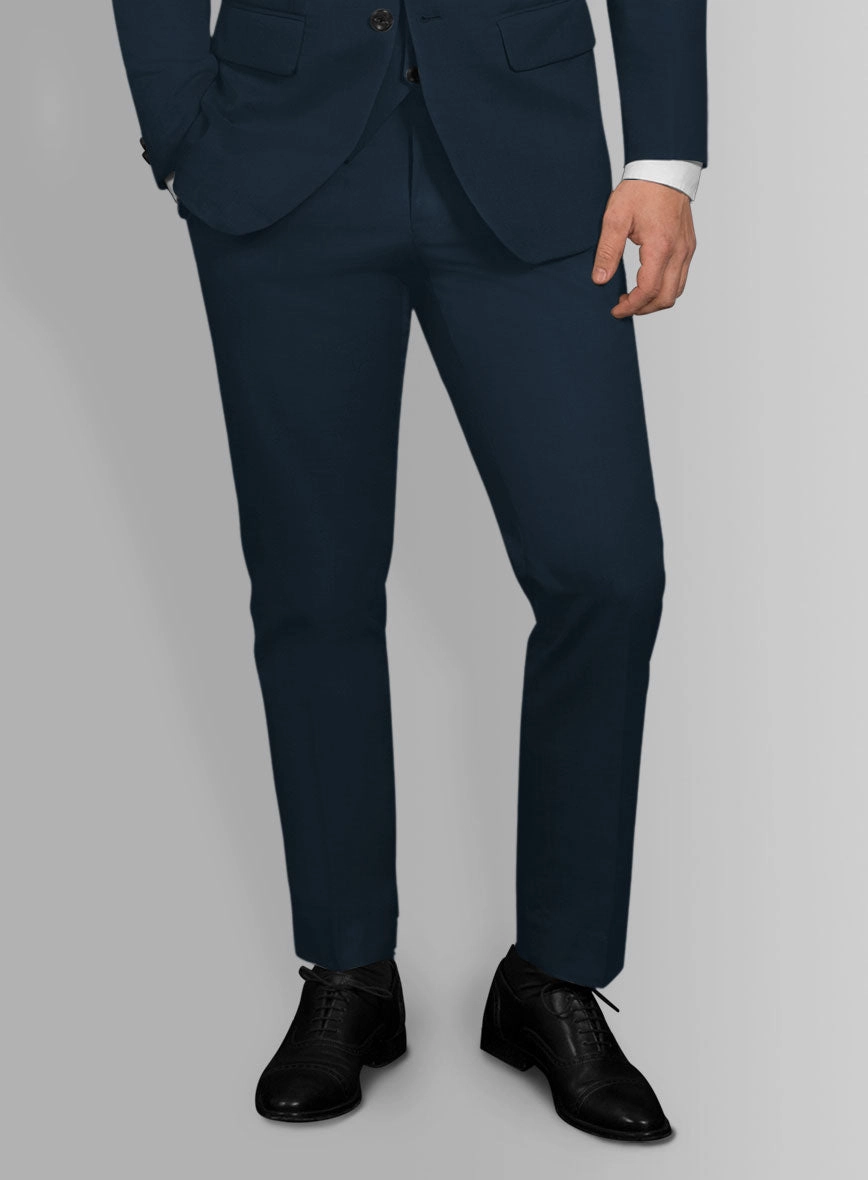 Italian Marine Blue Cotton Stretch Suit