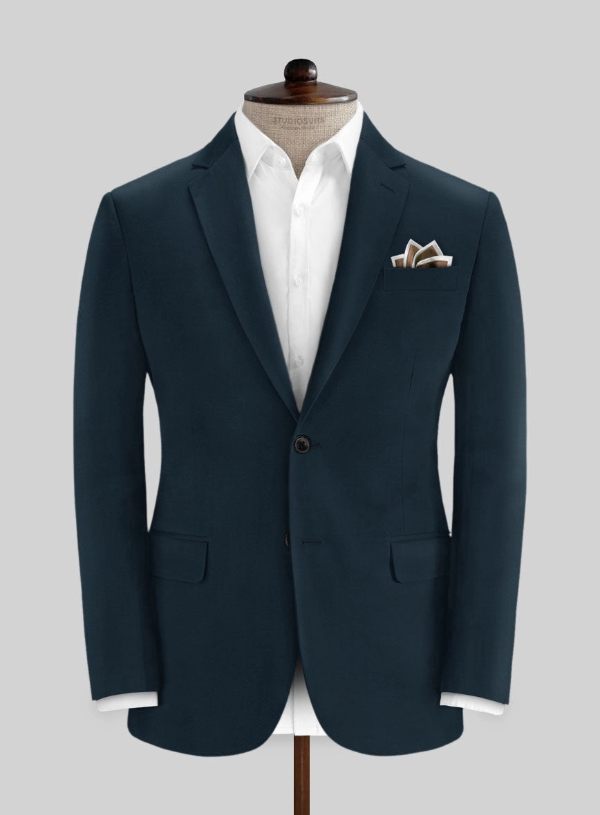 Italian Marine Blue Cotton Stretch Suit
