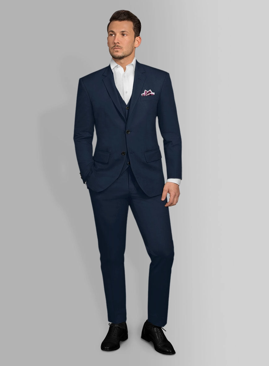 Italian Mirage Blue Cotton Stretch Suit