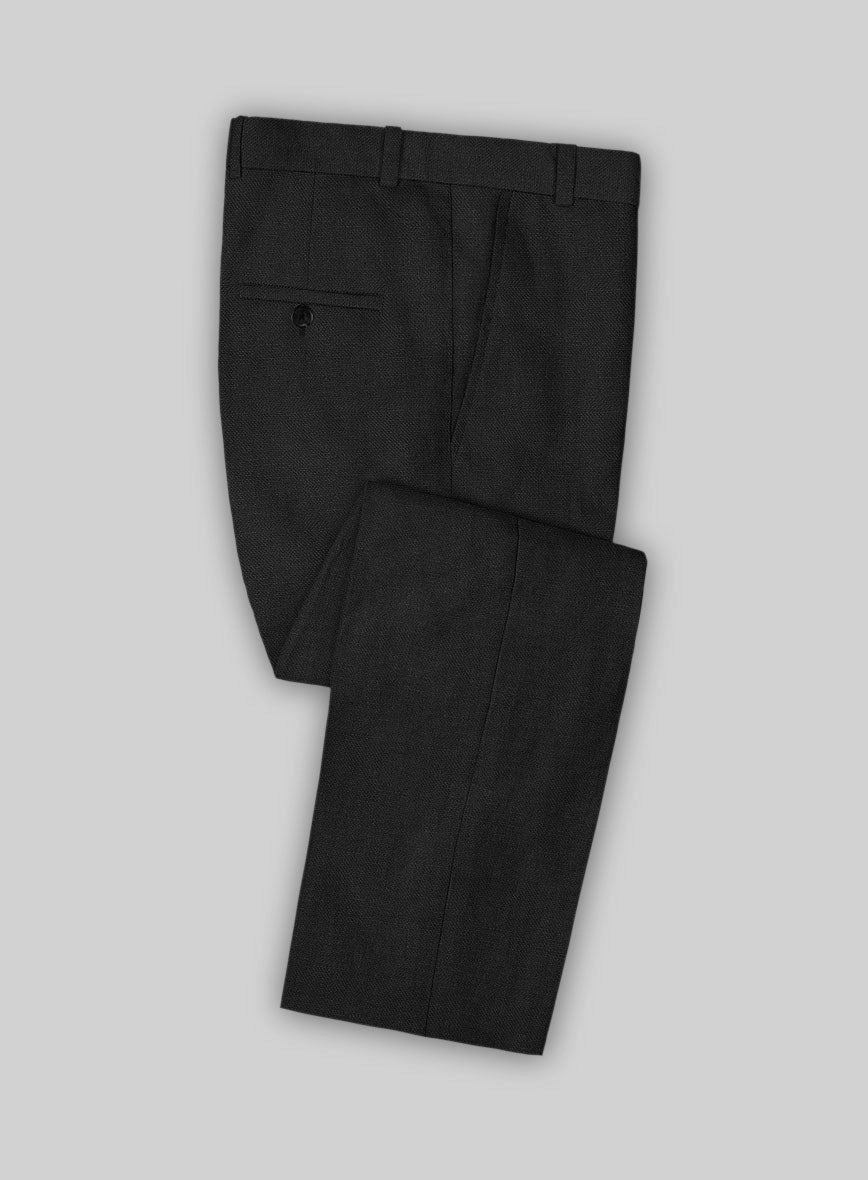 Italian Prato Black Dobby Linen Suit