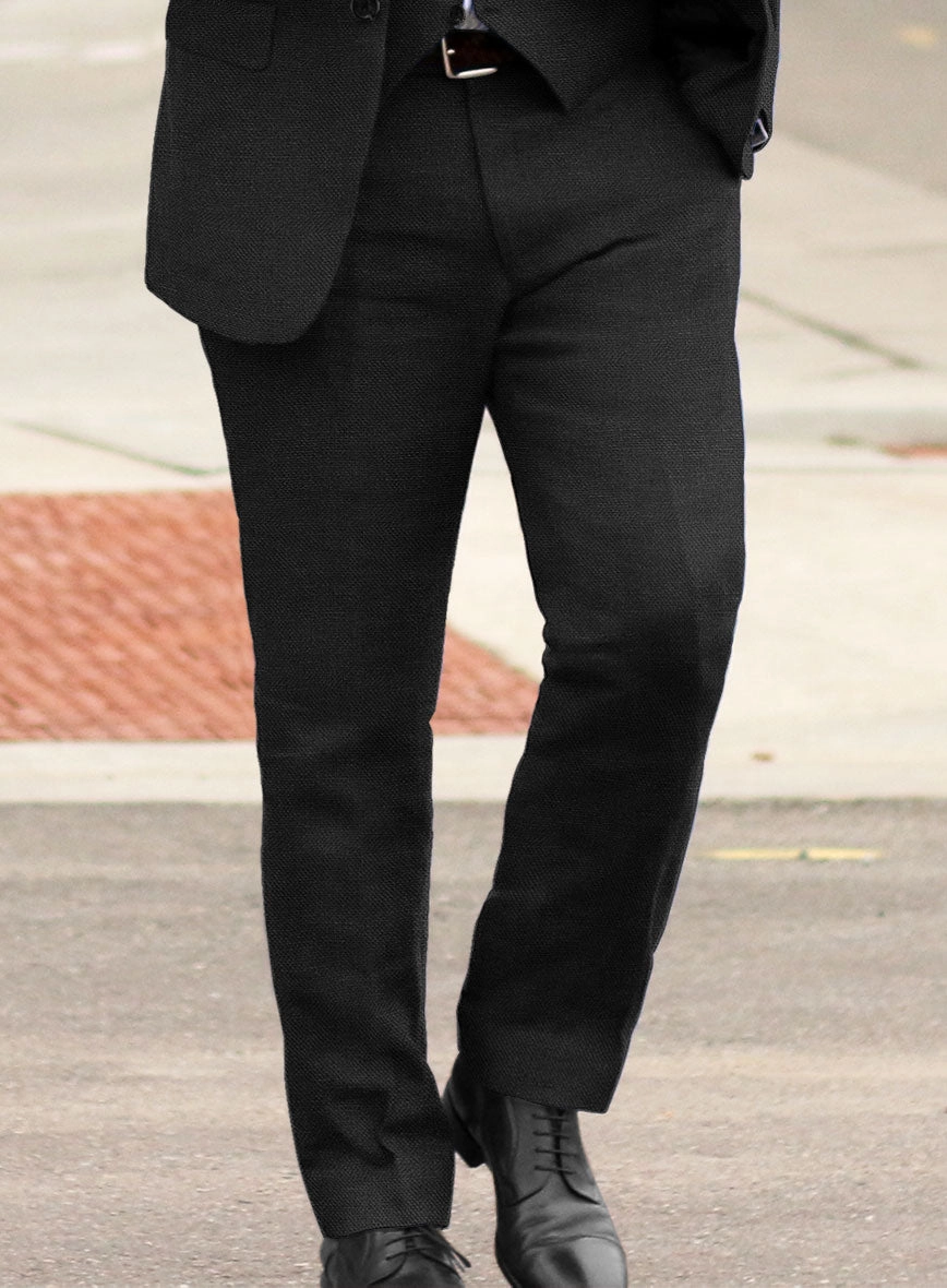 Italian Prato Black Dobby Linen Suit