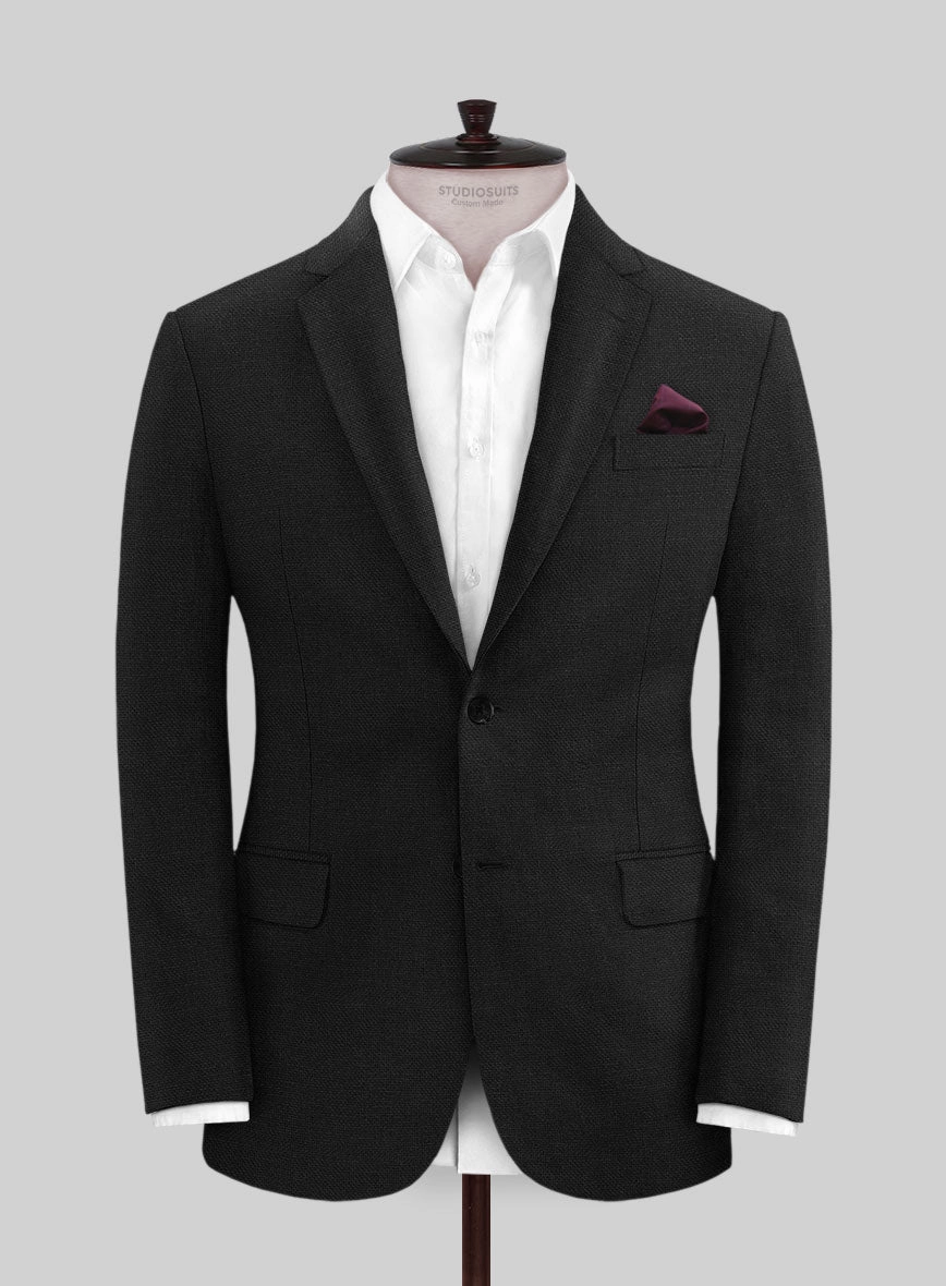 Italian Prato Black Dobby Linen Suit