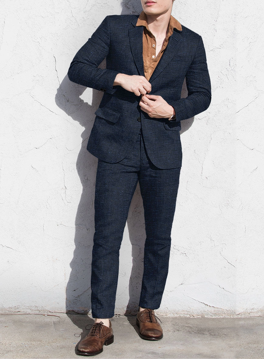 Italian Prato Blue Chambray Linen Suit