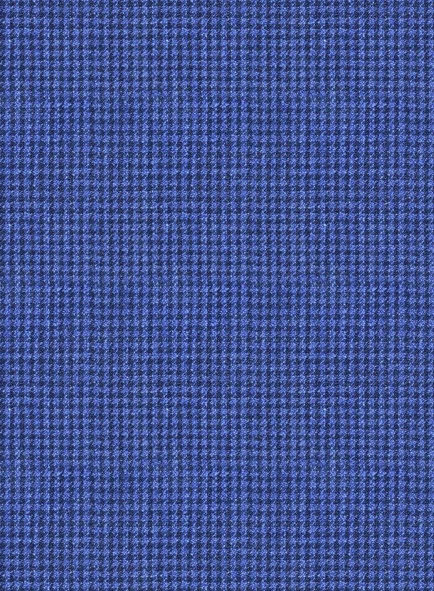 Italian Prato Blue Houndstooth Linen Suit