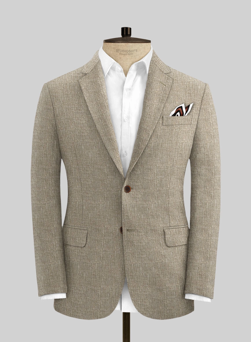Italian Prato Brown Sharkskin Linen Suit