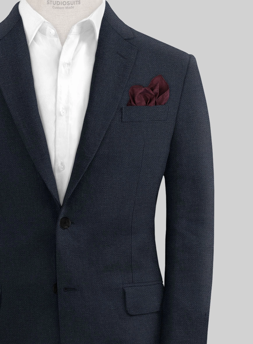 Italian Prato Dark Blue Dobby Linen Suit