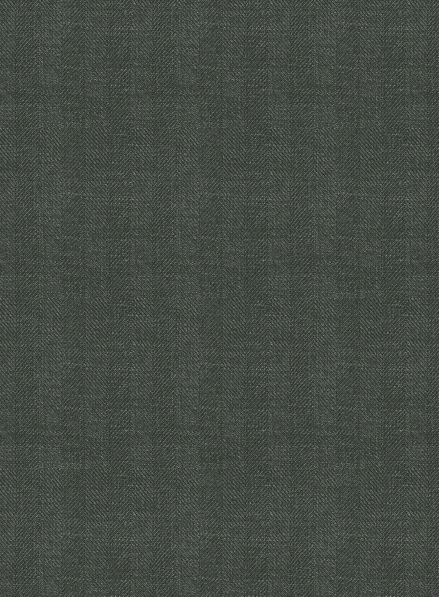 Italian Prato Olive Green Herringbone Linen Suit