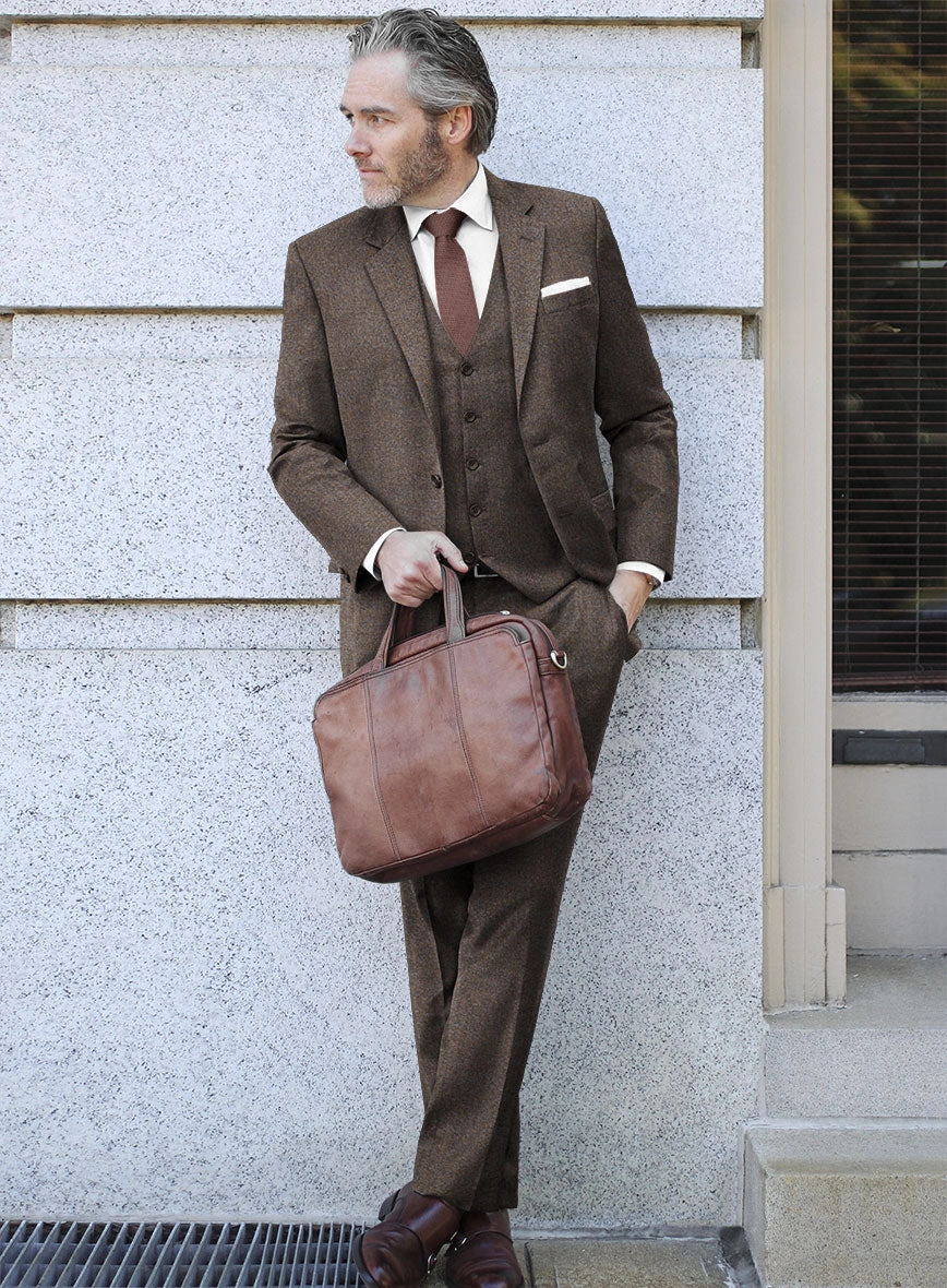 Italian Quelo Brown Twill Flannel Suit