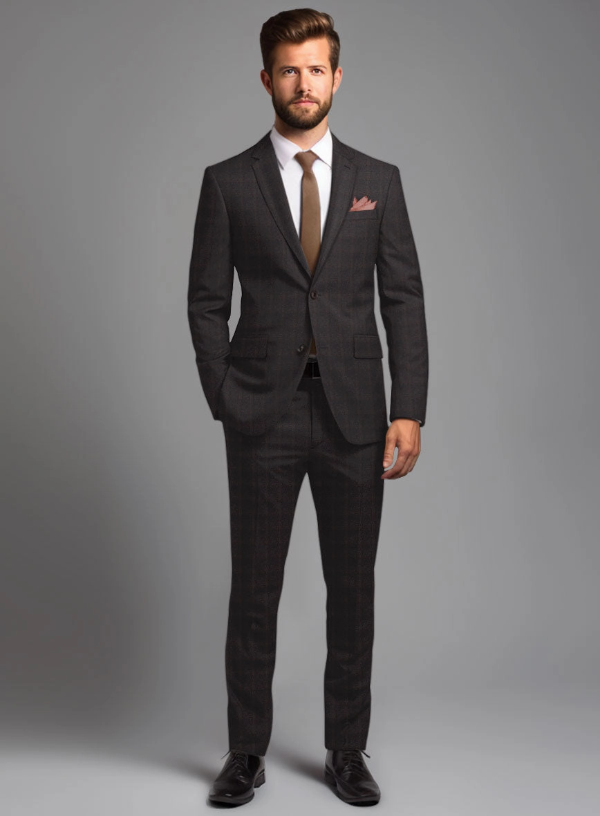Italian Trek Brown Checks Flannel Suit