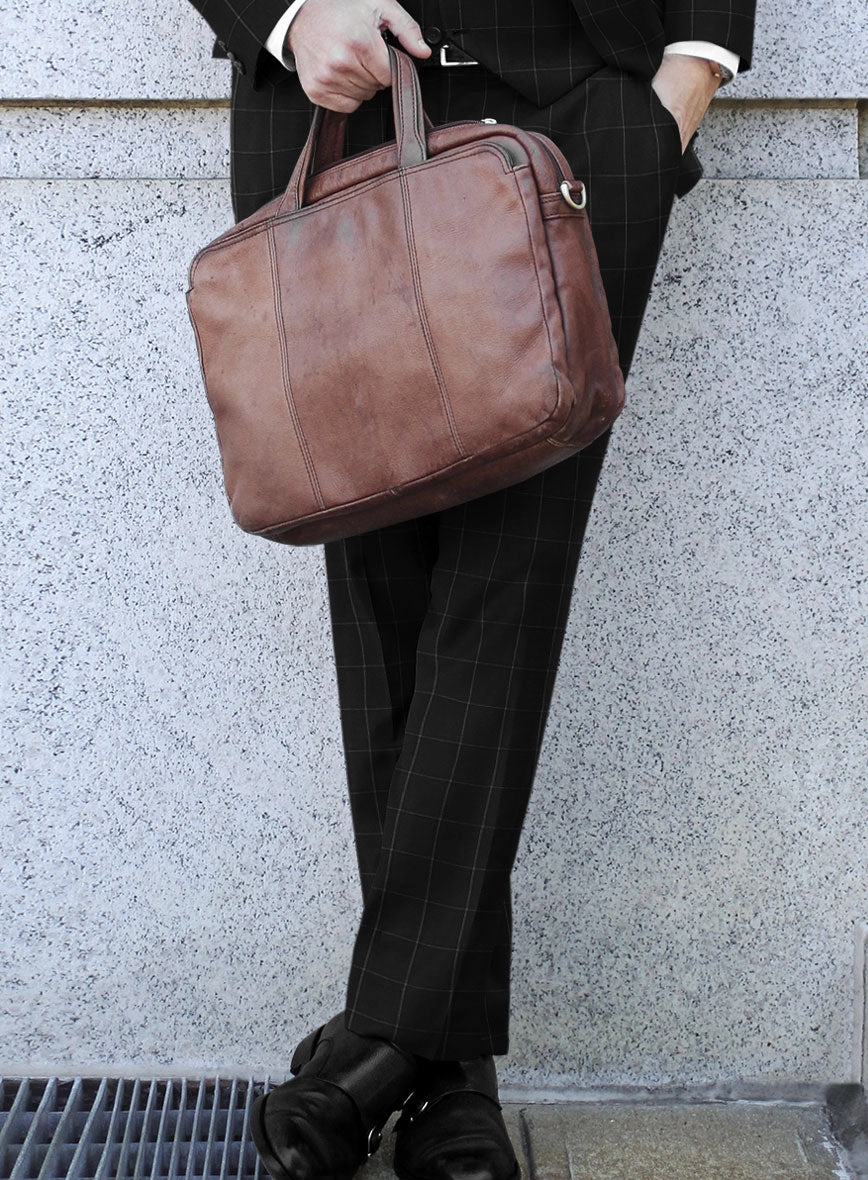 Italian Zergi Black Windowpane Flannel Suit