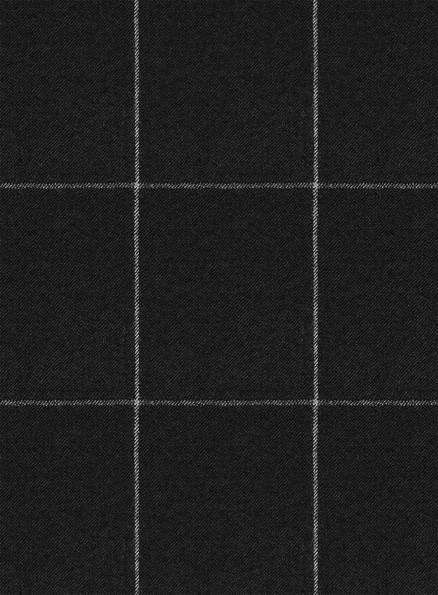 Italian Zergi Black Windowpane Flannel Suit