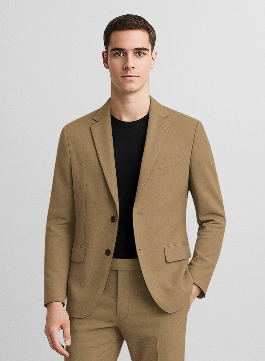 Khaki Napoli Stretch Light Weight Cotton Suit