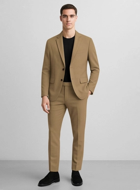 Khaki Napoli Stretch Light Weight Cotton Suit
