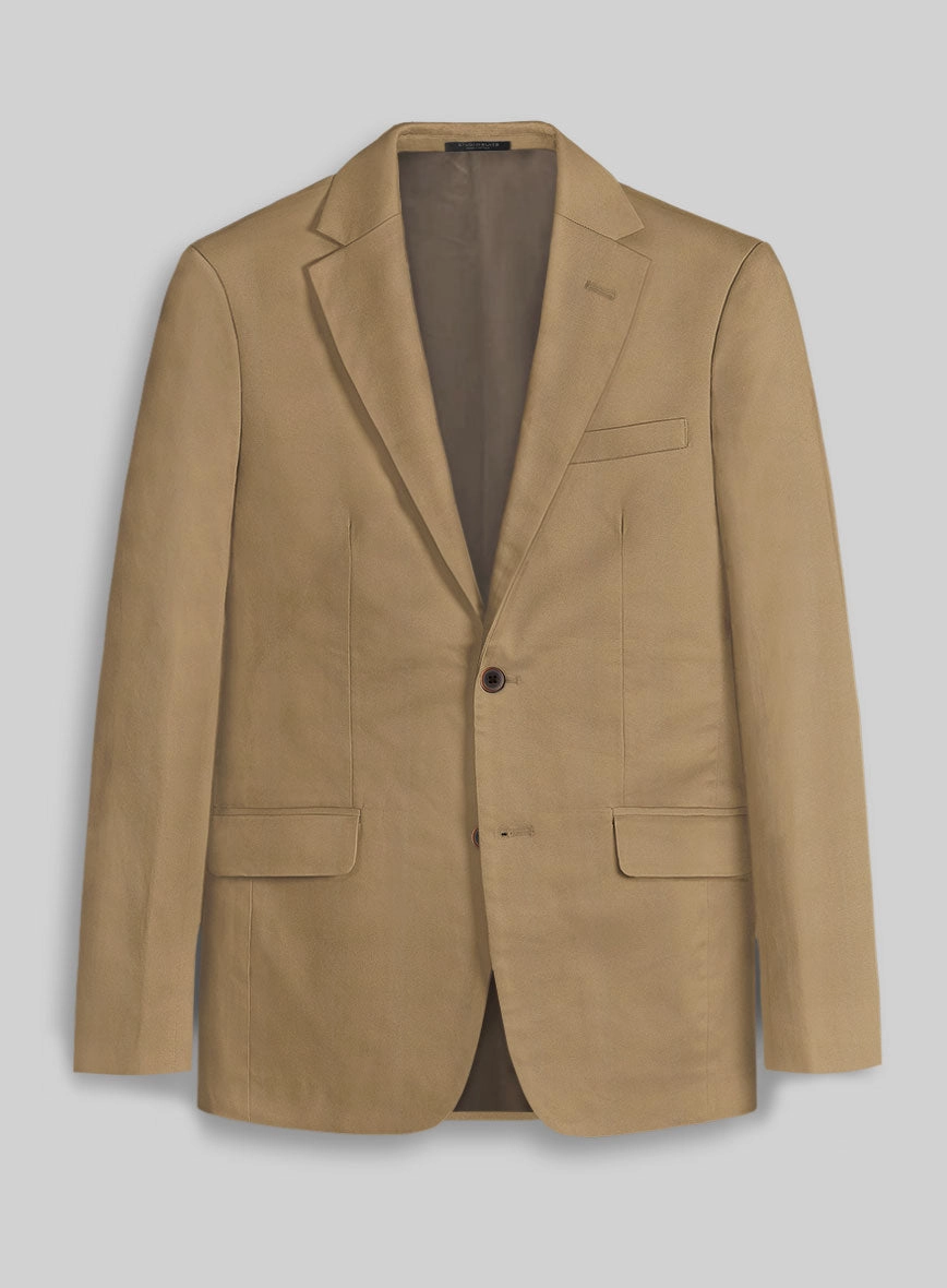 Khaki Napoli Stretch Light Weight Cotton Suit