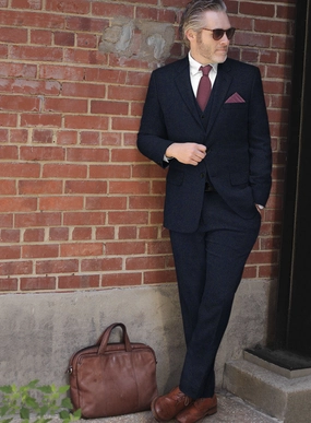 Light Weight Melange Dark Blue Tweed Suit