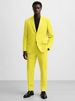 Lime Yellow Napoli Stretch Light Weight Cotton Suit