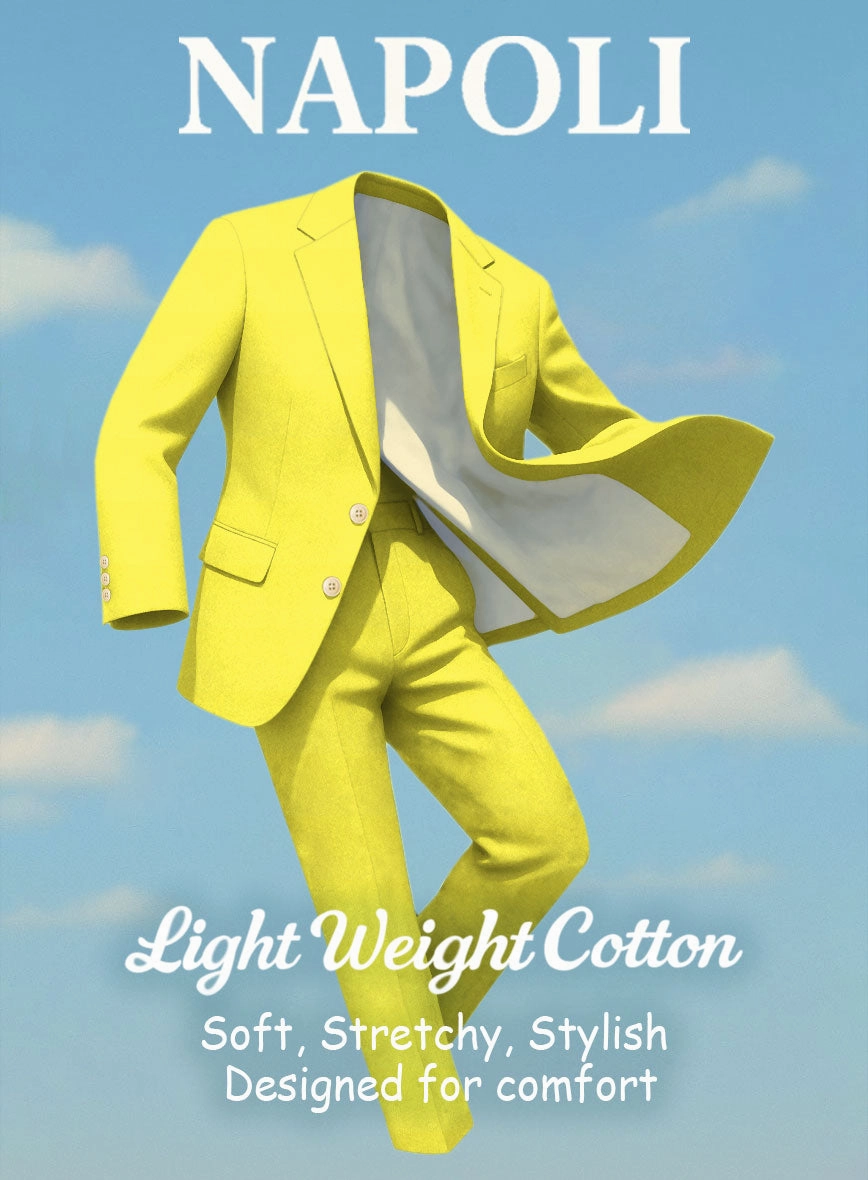 Lime Yellow Napoli Stretch Light Weight Cotton Suit
