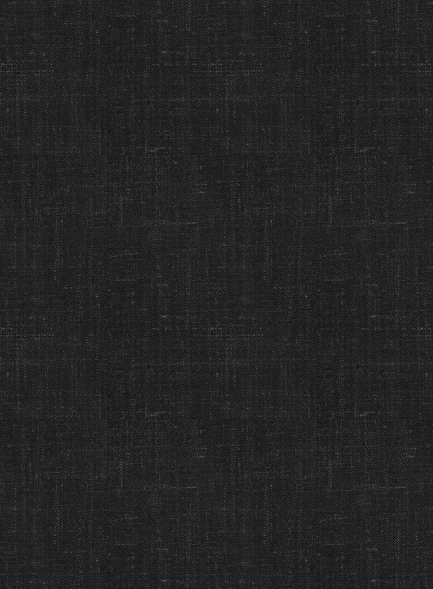 London Loom Black Twill Wool Silk Linen Suit