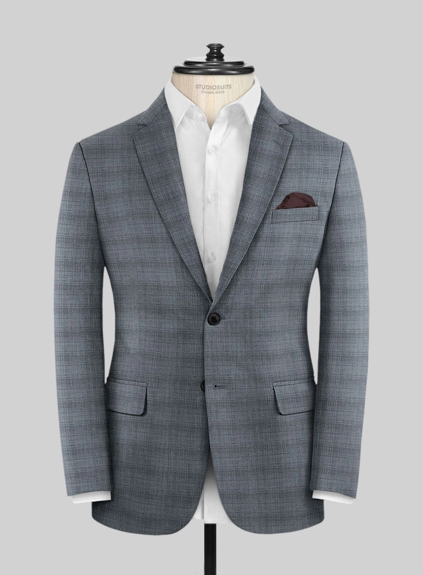 London Loom Blue Bruna Wool Silk Linen Suit