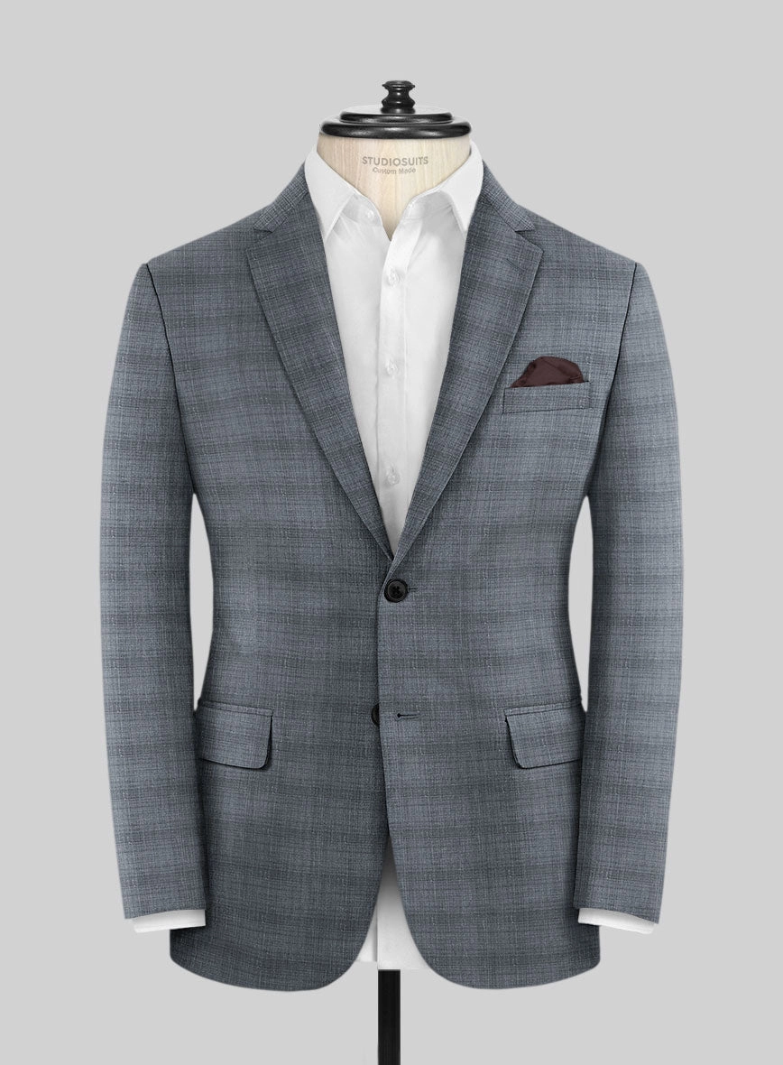 London Loom Blue Bruna Wool Silk Linen Suit