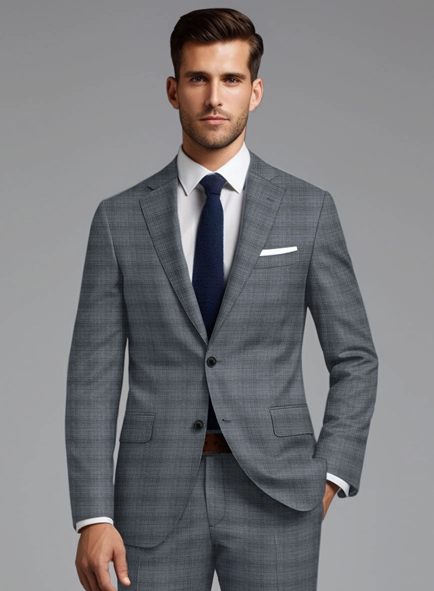 London Loom Blue Bruna Wool Silk Linen Suit