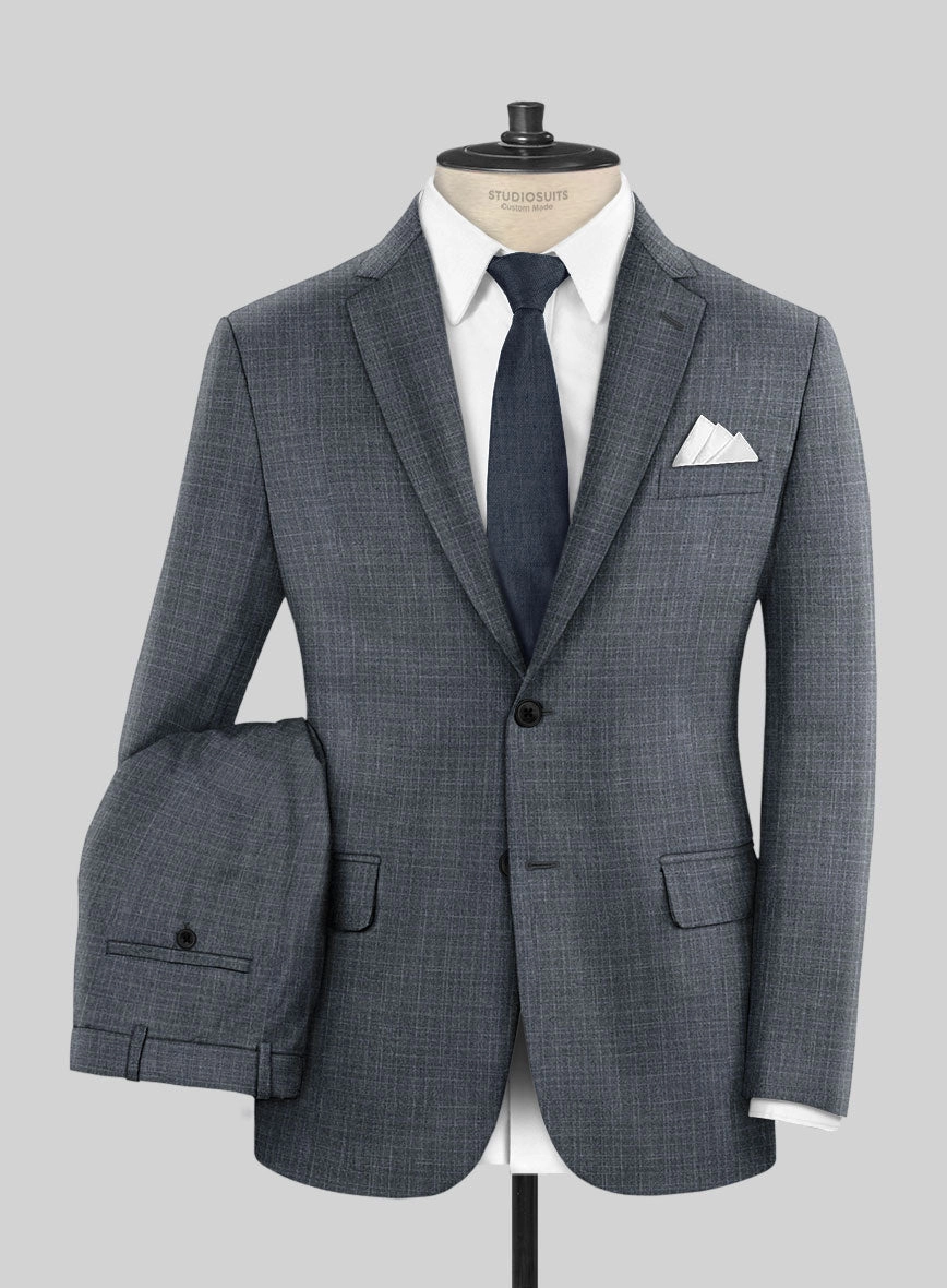 London Loom Blue Eufemia Wool Silk Linen Suit