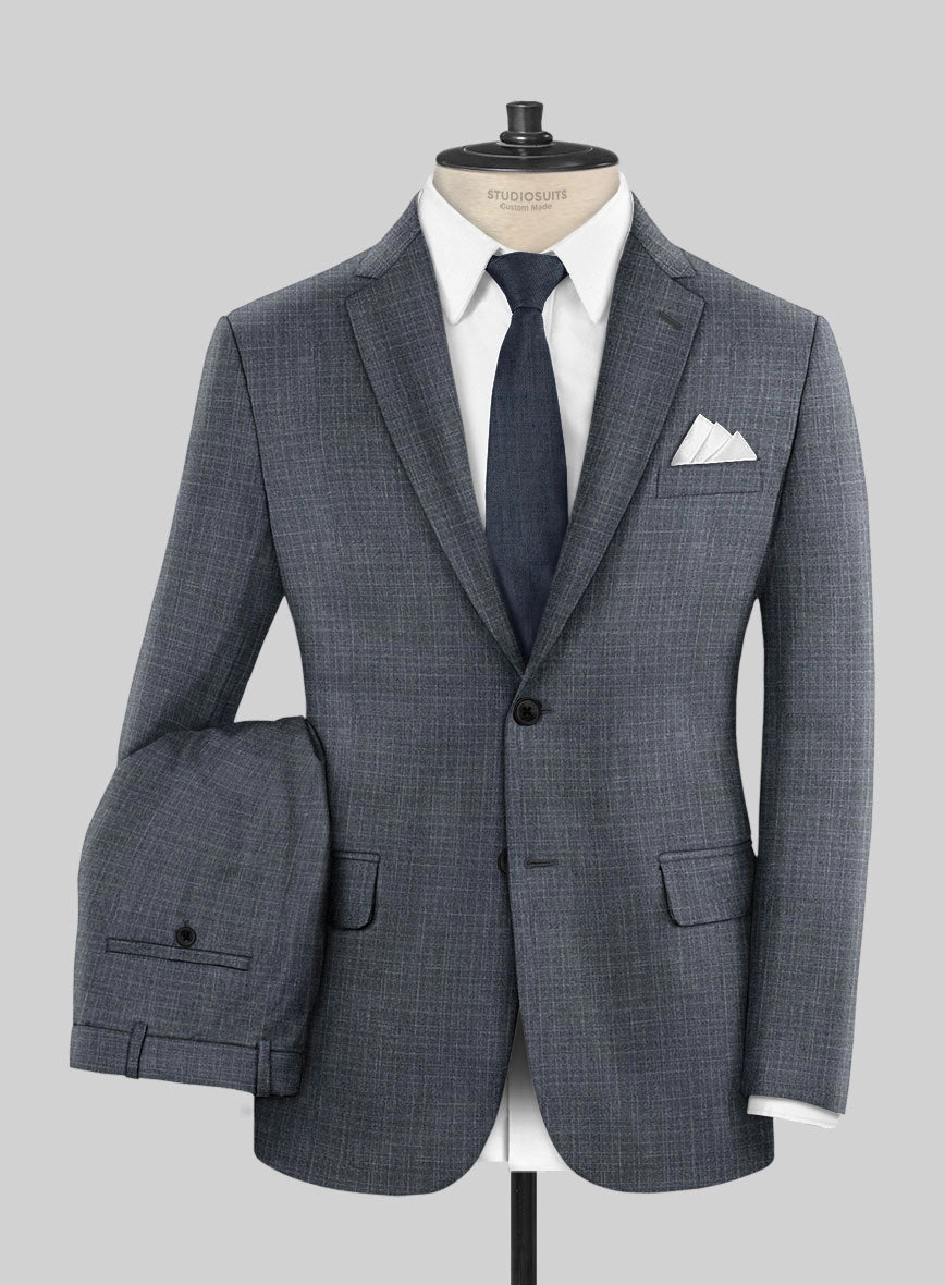 London Loom Blue Eufemia Wool Silk Linen Suit
