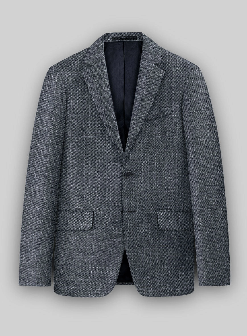 London Loom Blue Eufemia Wool Silk Linen Suit
