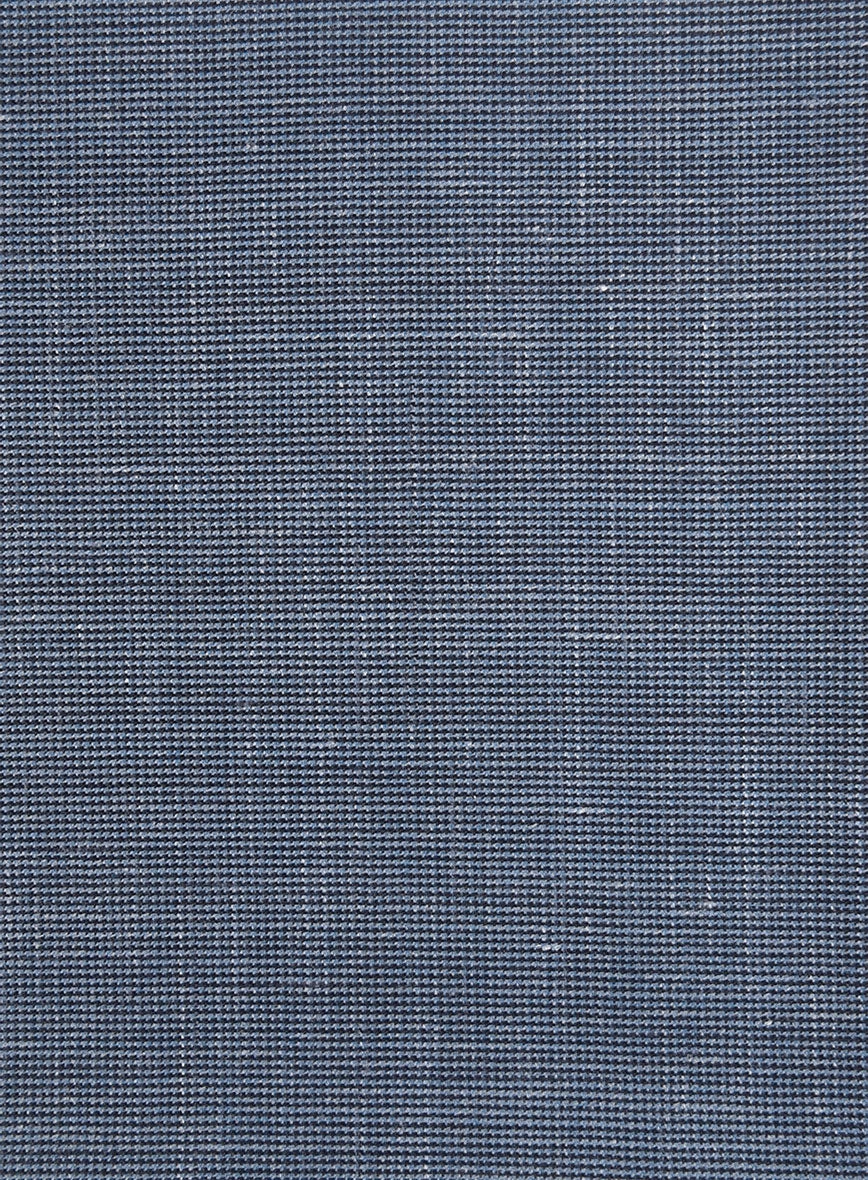 London Loom Blue Nailhead Wool Silk Linen Suit