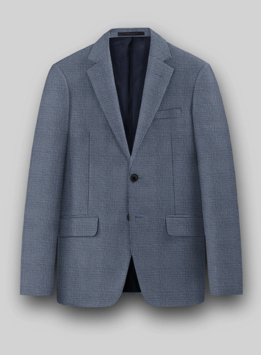 London Loom Blue Nailhead Wool Silk Linen Suit