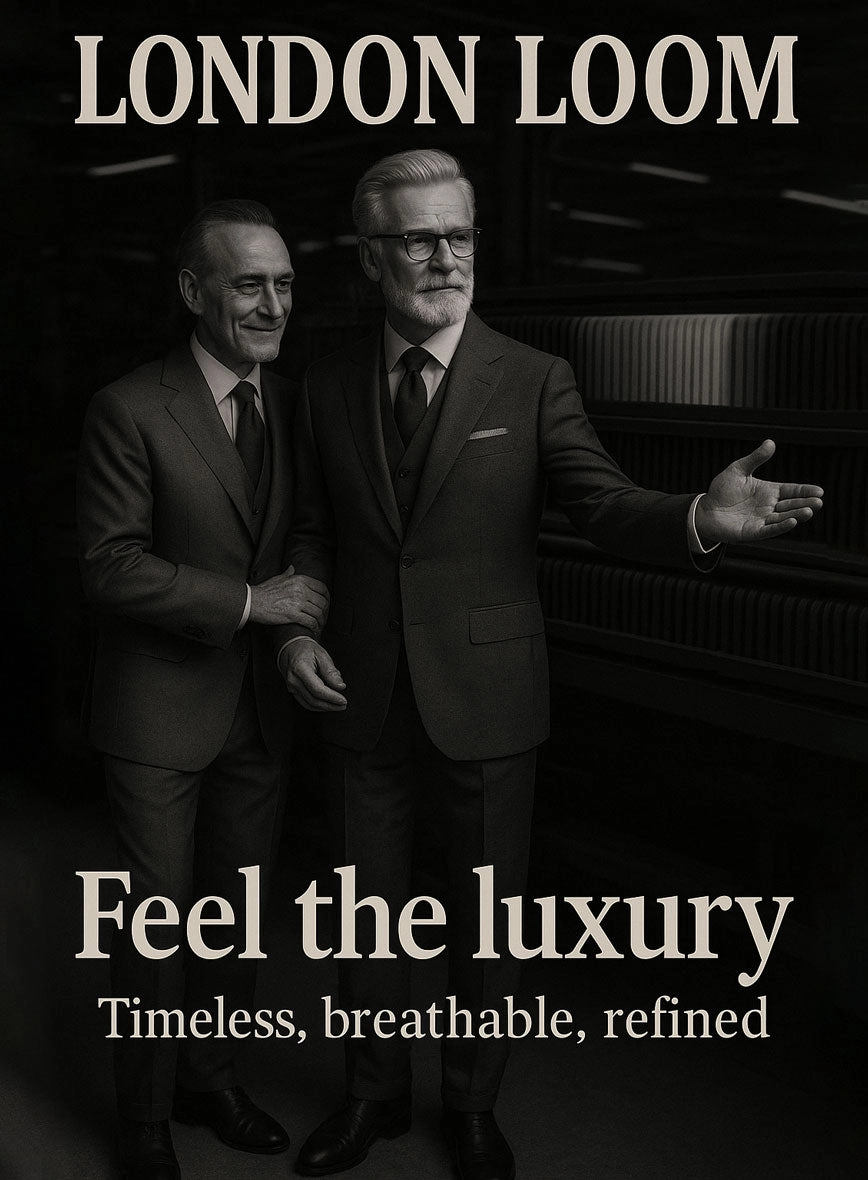 London Loom Gray Herringbone Wool Silk Linen Suit