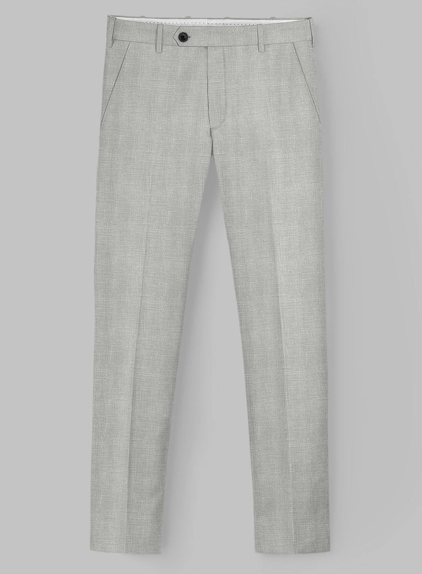 London Loom Gray Herringbone Wool Silk Linen Suit