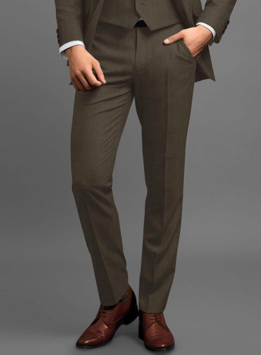 Marco Stretch Mud Brown Wool Suit