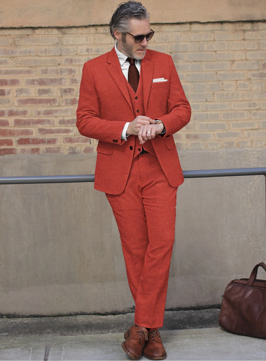 Naples Fiery Orange Tweed Suit