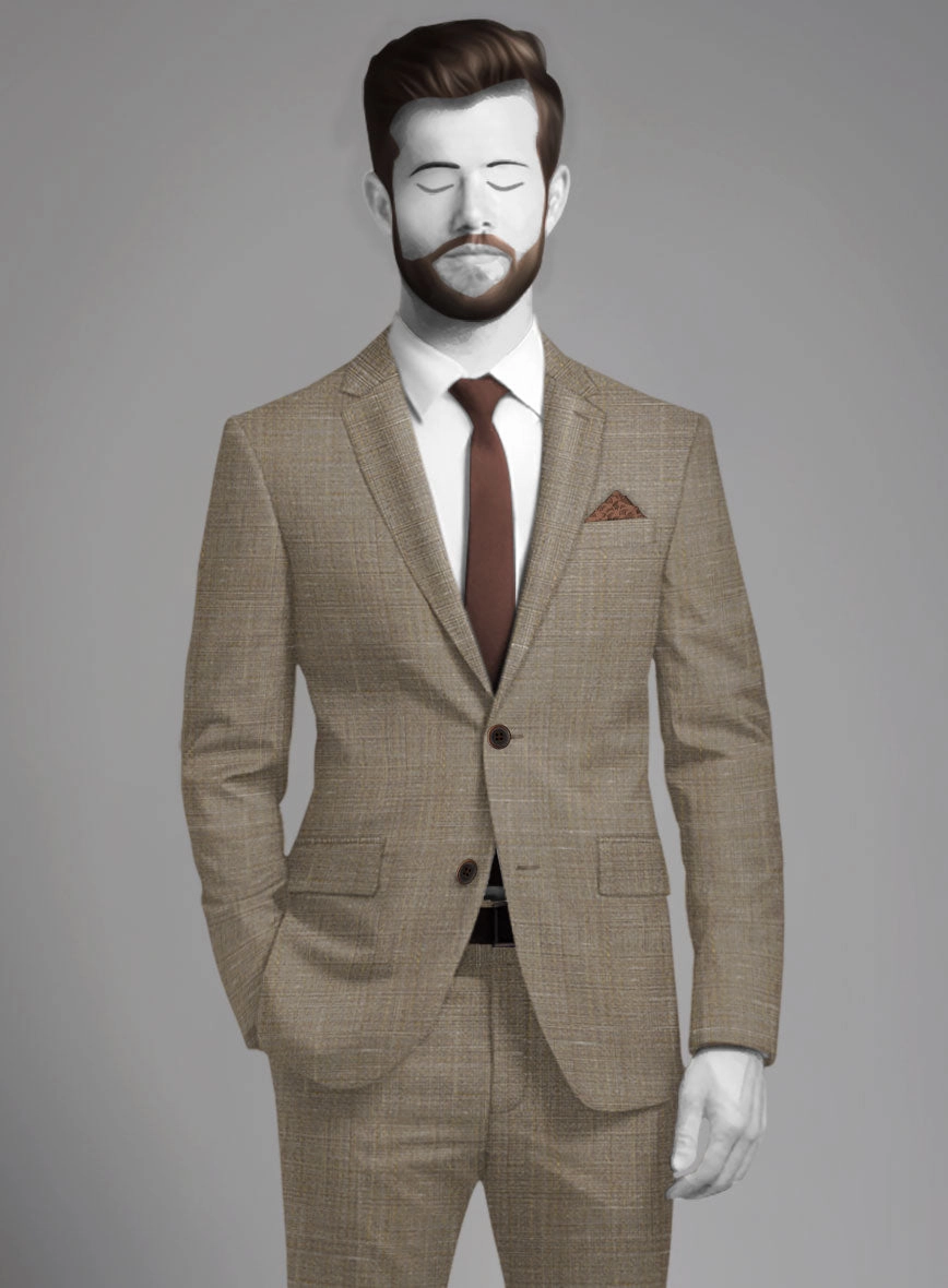 Napolean Ariel Nailhead Brown Wool Suit