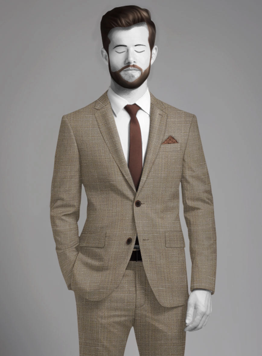 Napolean Ariel Nailhead Brown Wool Suit