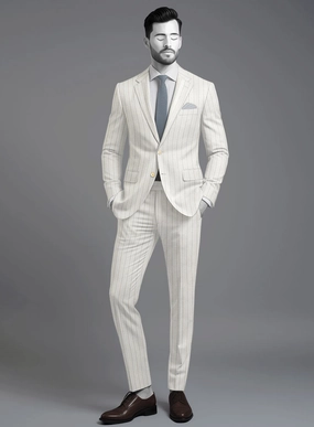 Napolean Artisan Band Ivory Wool Suit