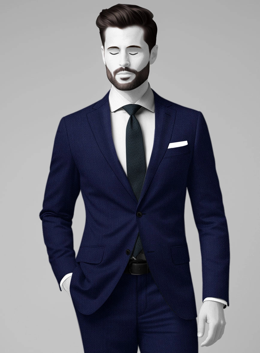 Napolean Basket Weave Blue Wool Suit