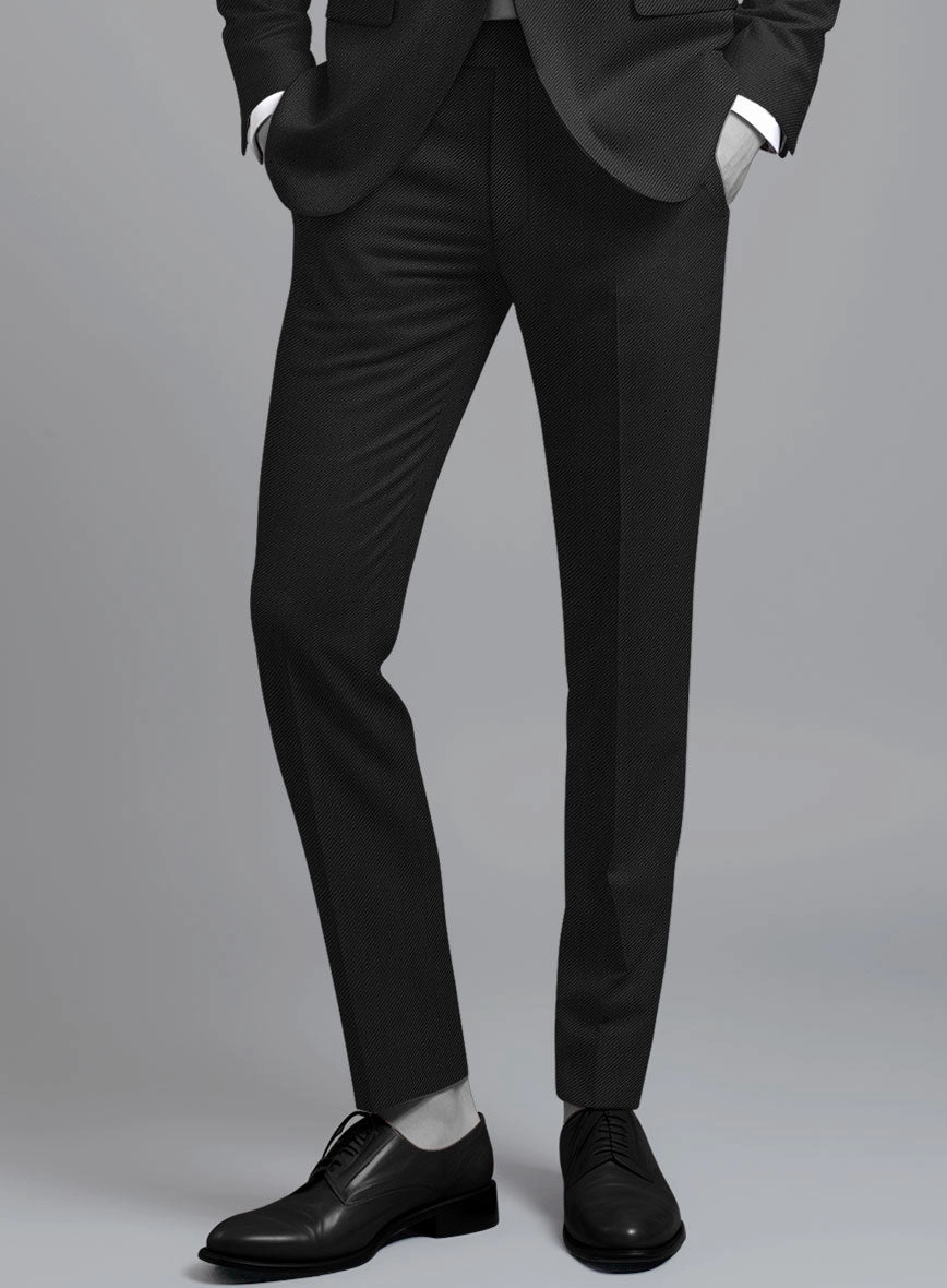 Napolean Cavalry Twill Black Wool Suit